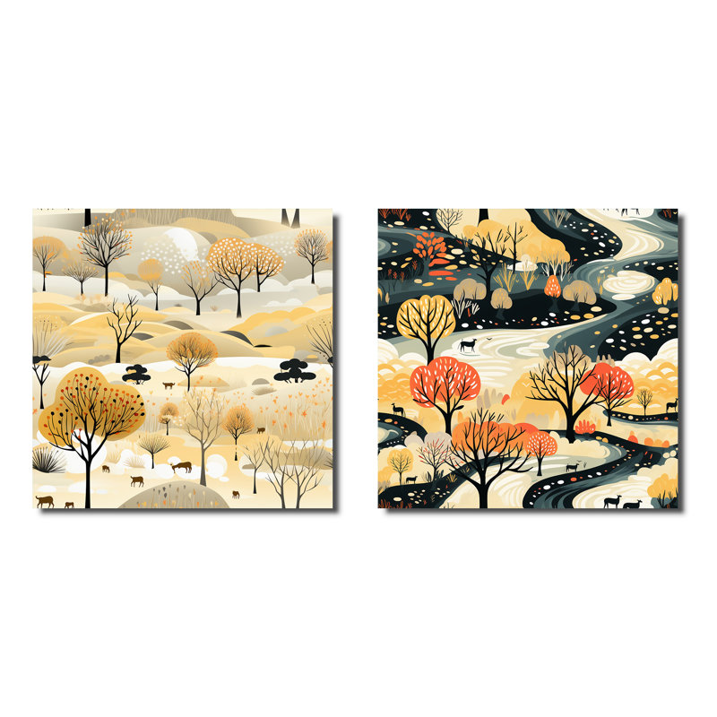 Beige et crème Safari Adventure Tree Landscape, Toile tendue, H 16 po x l 33 po