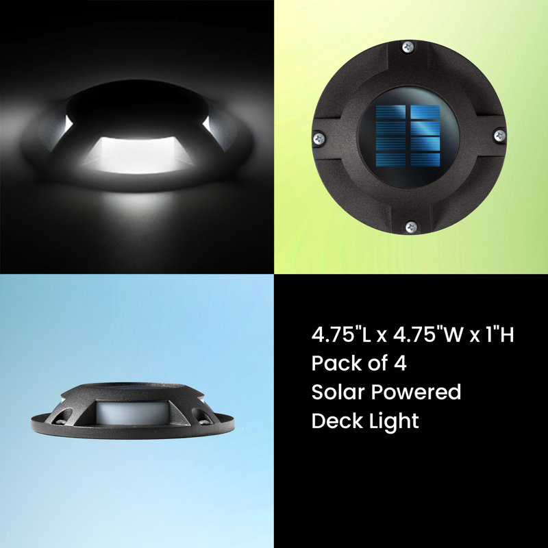 Black Solar Powered Dusk to Dawn LED Deck Lights Multipack