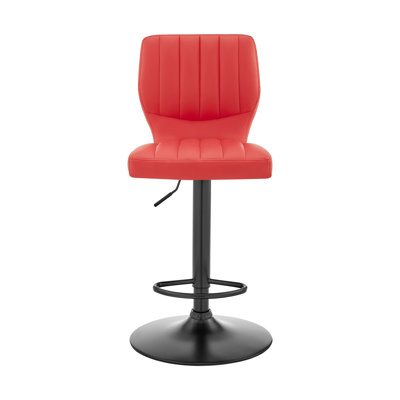 Tabouret de bar pivotant réglable en similicuir rouge