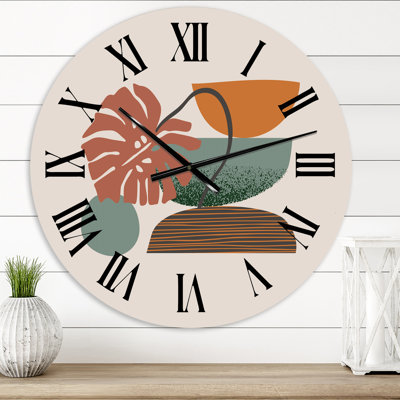 Collage d'art abstrait géométrique coloré III - horloge murale moderne