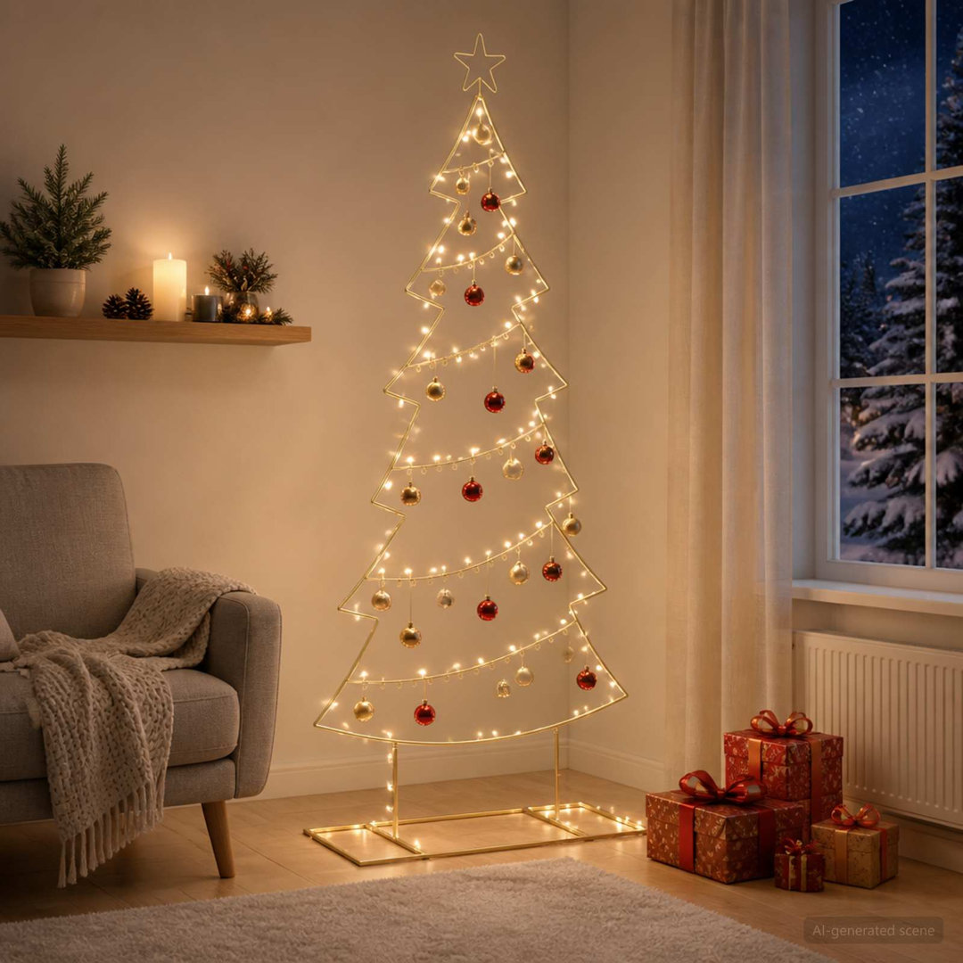 VIDAXL 180 cm Metal Christmas Tree with Stand in Gold, Minimalist Steel Holiday Decoration for Indoor and Sheltered Outdoor Display - Image 3