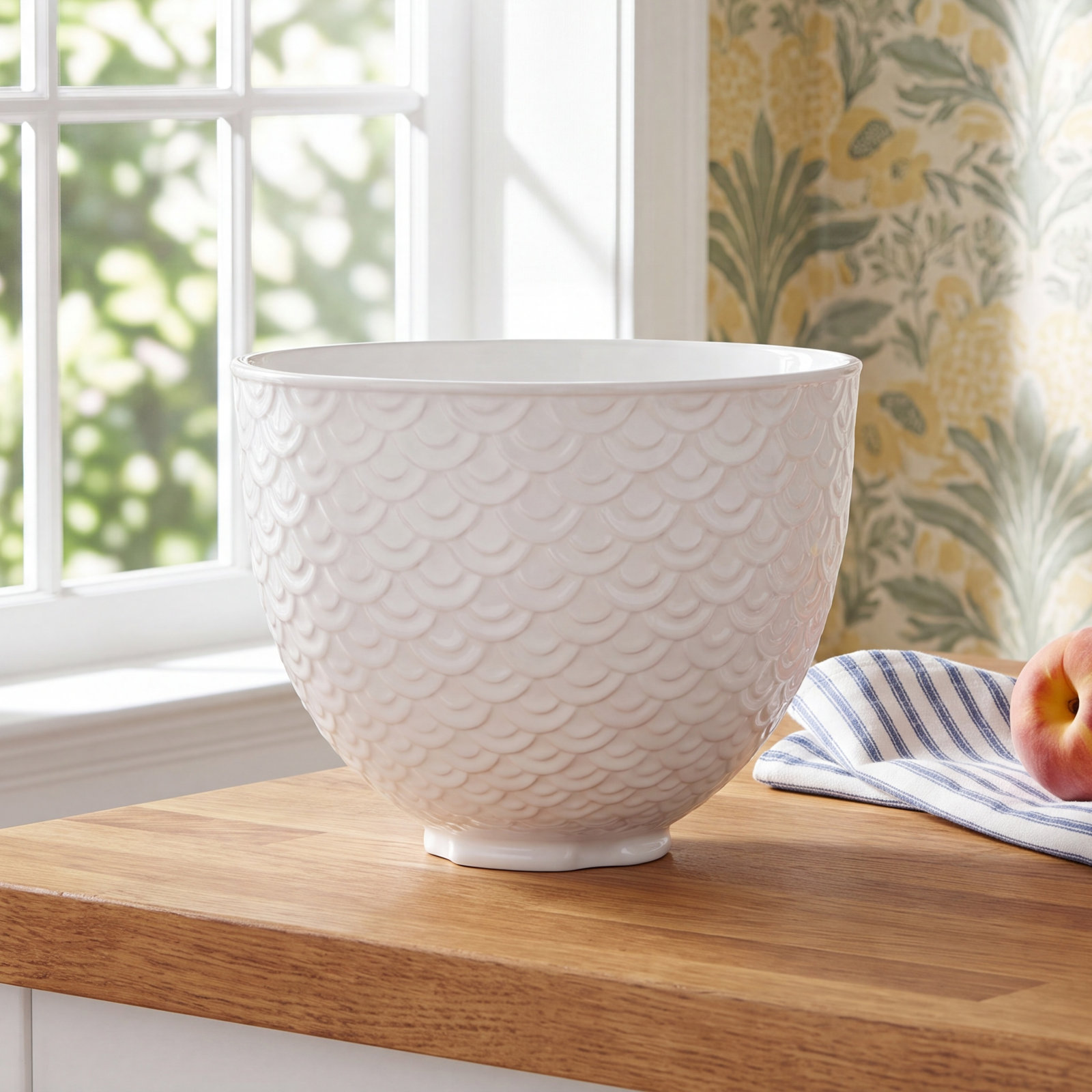 KitchenAid® 5qt White Mermaid Lace Ceramic Bowl
