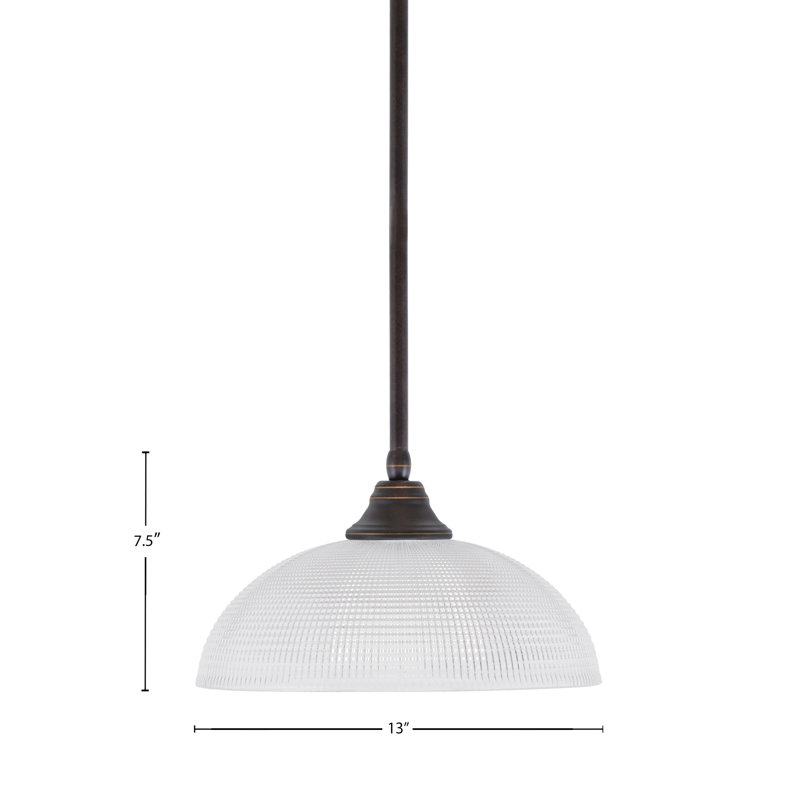 Luminaire suspendu avec tige en verre transparent 13 po Any, Bronze huilé