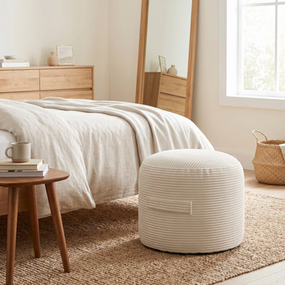 Pouf Ottoman Corduroy Footrest with Memory Foam 19.7 x 19.7 x 18.9 Inches
