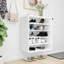  Armoire à chaussures en bois d'ingénierie blanc lustré 23,6 x 13,8 x 27,6 po-891671712