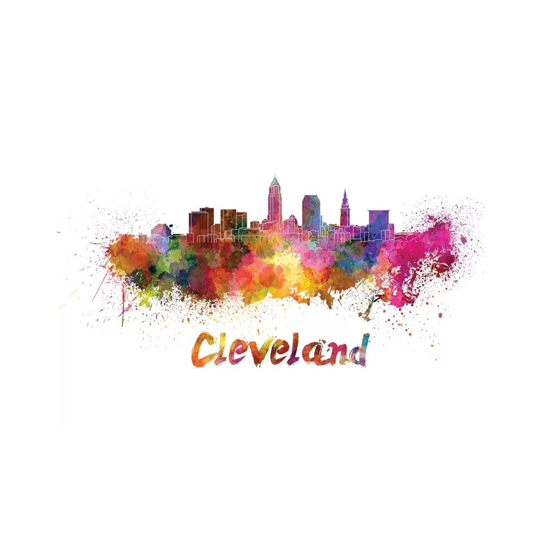 Cleveland Skyline In Watercolour by Paul Rommer - Wrapped Canvas Print, 66.04 cm H x 45.72 cm W