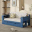 Full Size Daybed With Removable Desk, Storage Drawers & Hydraulic Side Table, Blue-641067165-641067164