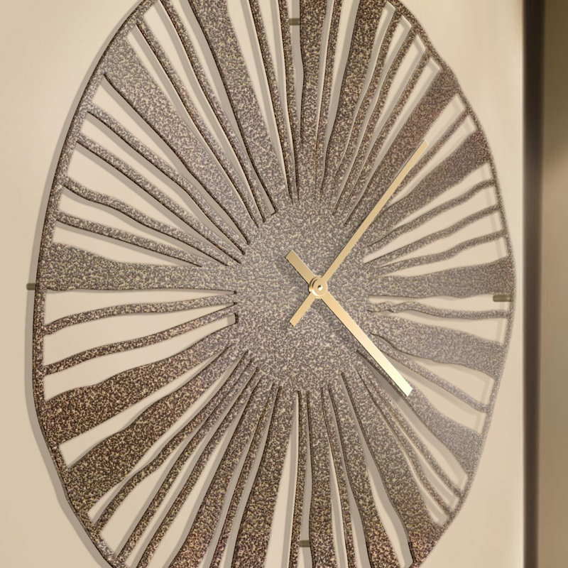 Grande horloge murale en métal Sunburst, L 30 po x H 30 po, Bronze