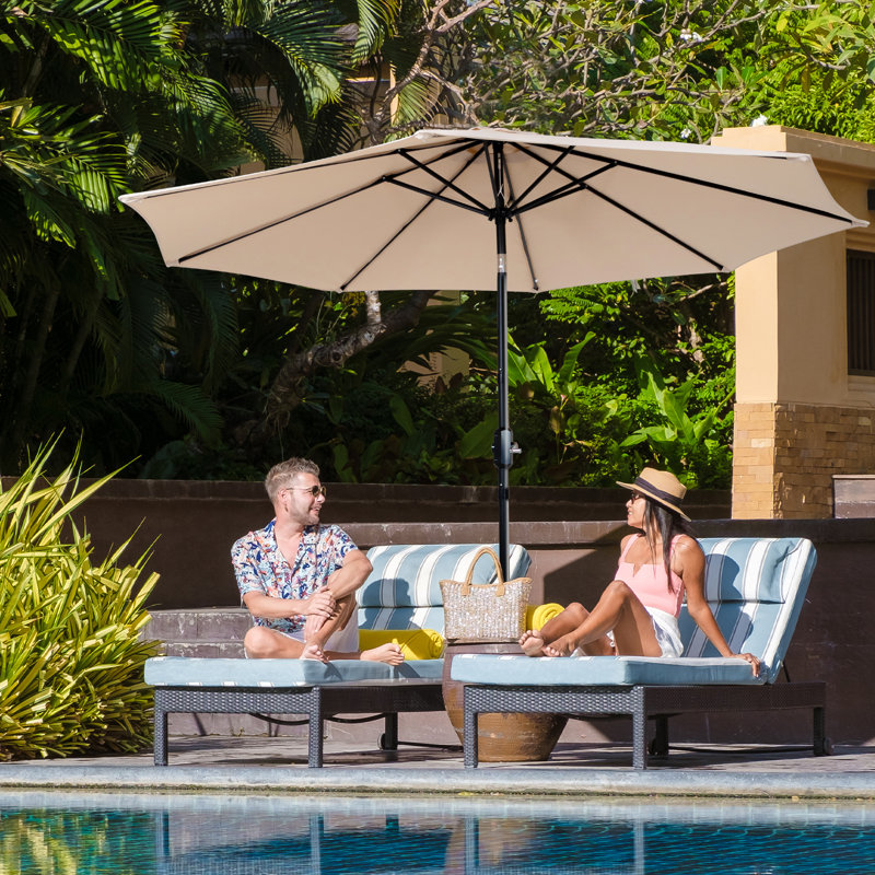 3m Large Paraso With UV, Garden Sun Shade Canopy Patio With Crank Tilt, Outdoor Umbrella  , Beige