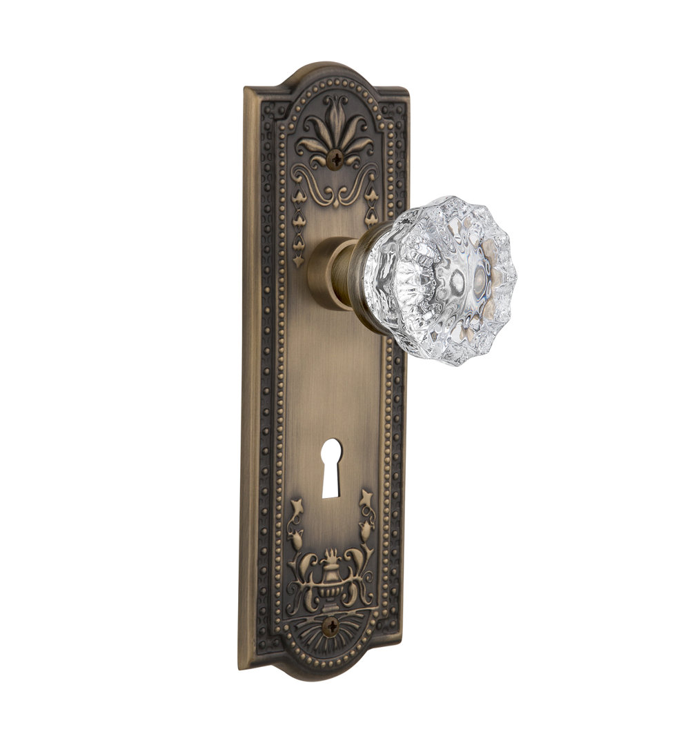 Meadows Clear Interior Mortise Door Knob with Arch Rosette Nostalgic Warehouse