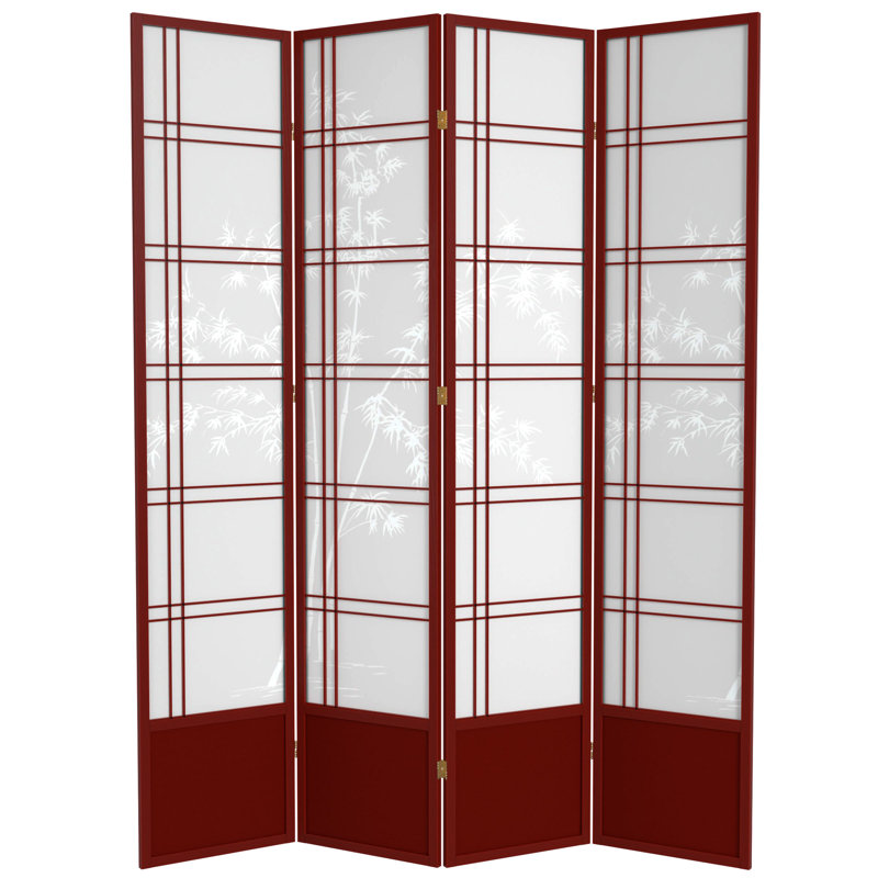 Cloison pliante Keitez, 4 panneaux, Bois de rose