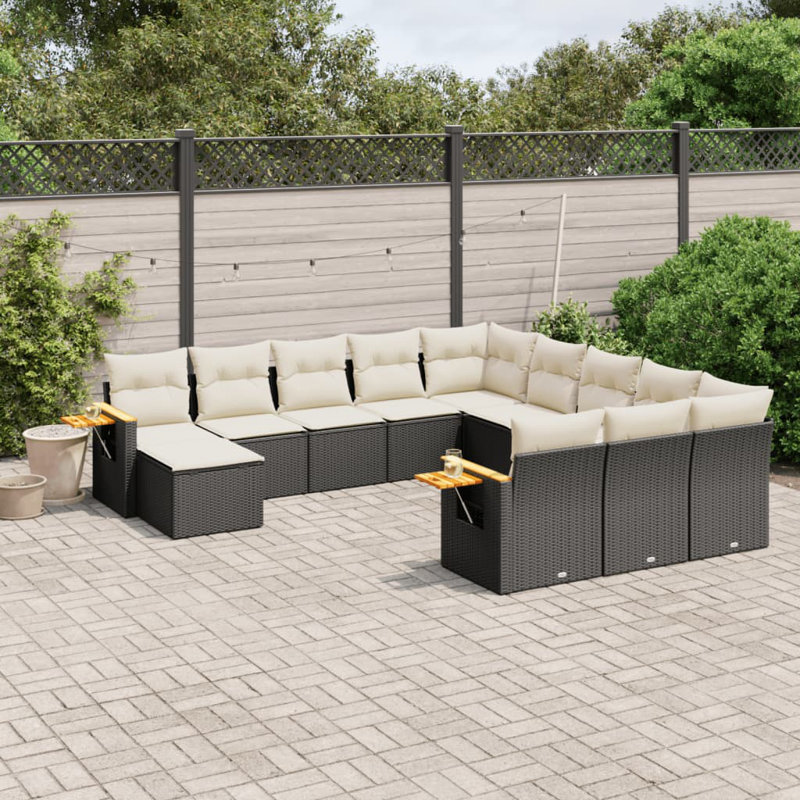 Ensemble de canapé de jardin Vidaxl, Blanc, Noir