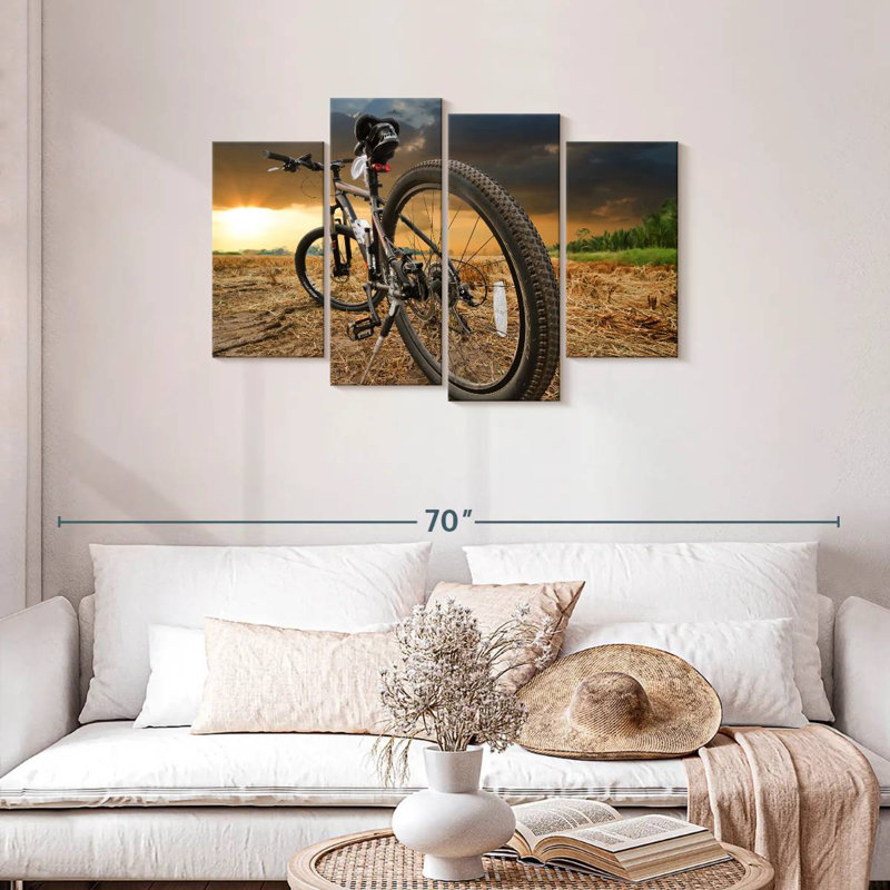 Coucher de soleil Mehar au-dessus d'un vélo, H 27 po x l 43 po