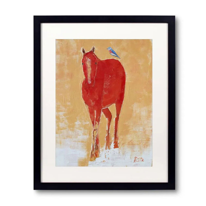Red Horse Print by Dara Daniel, Black Single Picture Framed Paper, White, 22" H x 18" W