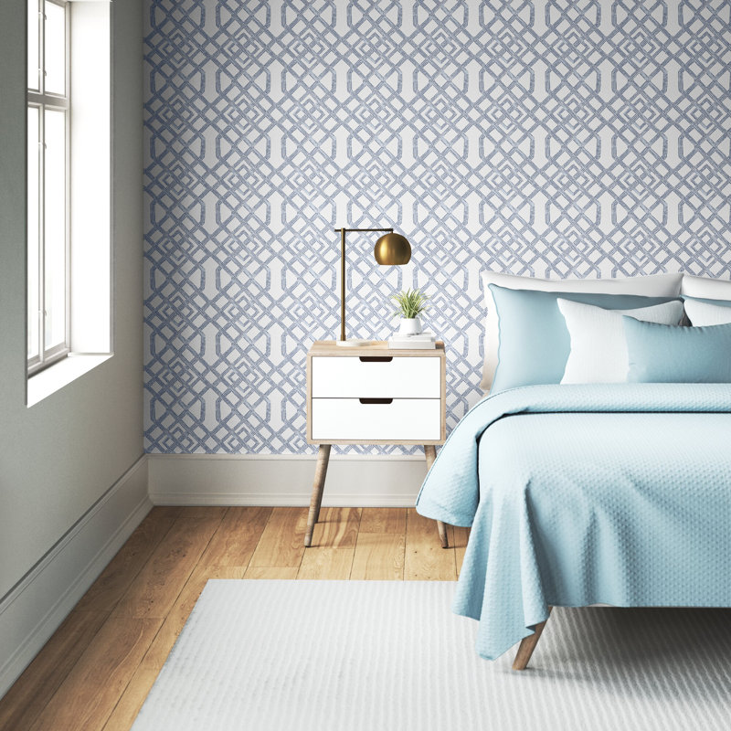 Rouleau de papier peint L 33 pi x l 20,5 po Rivas Trellis, Bleu