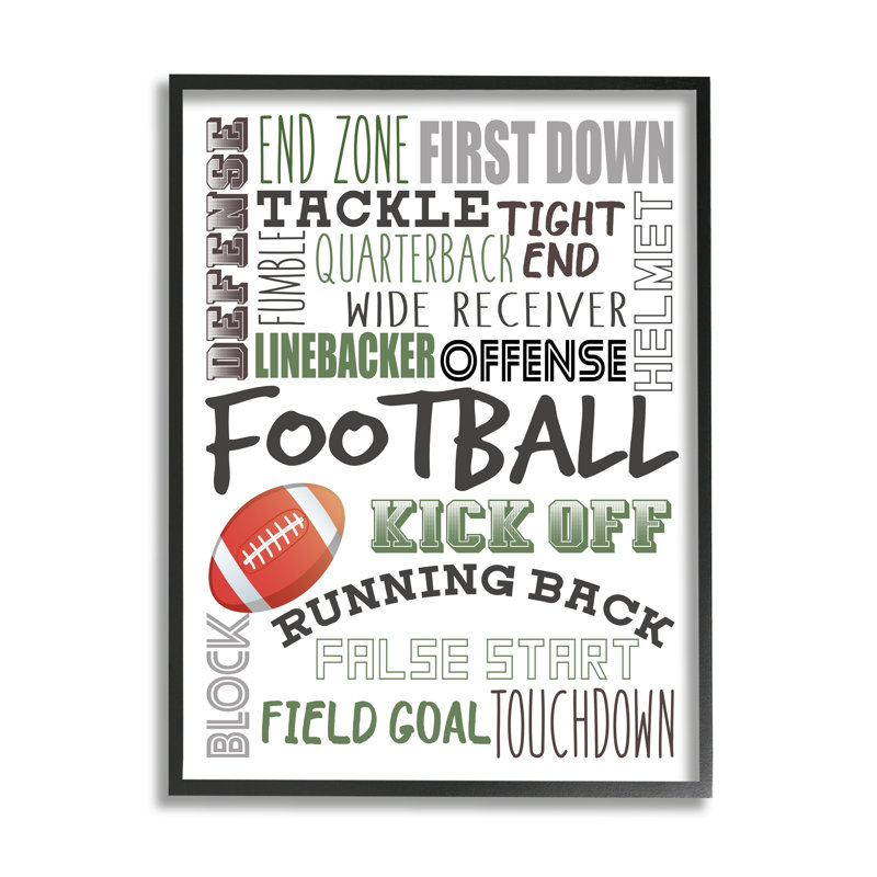 «Football Team Game Conditions», «Kids» Sports, typographie encadrée blanche, art texturé par Kim Allen, H 30 po x l 24 po