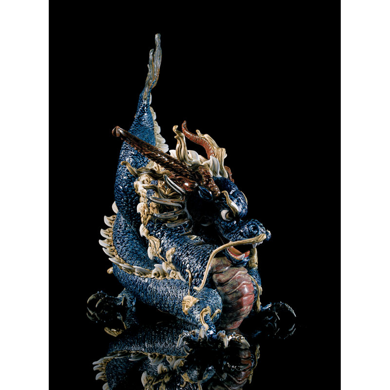 Great Dragon Sculpture, Blue Enamel