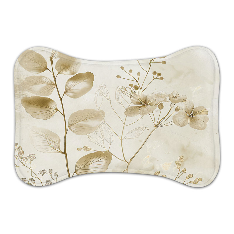 Minimalist Leaf Patterns - 1 Piece Bone Shape Feeding Mat