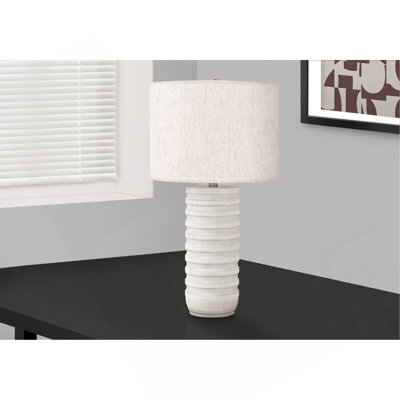 Lighting, H 28 po, lampe de table, résine crème, abat-jour ivoire / crème, transitionnel