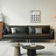 Canapé modulaire noir en cuir véritable-172665524-172665482