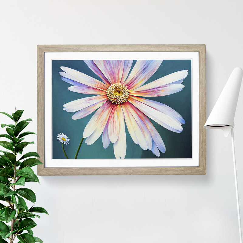 Daisy Flower Dreams - Framed Print, 34cm H x 46cm W x 2cm D, Oak