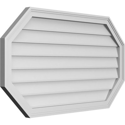 Horizontal Elongated Octagon Surface Mount Signature Urethane Non-Functional Gable Vent Primed Tan