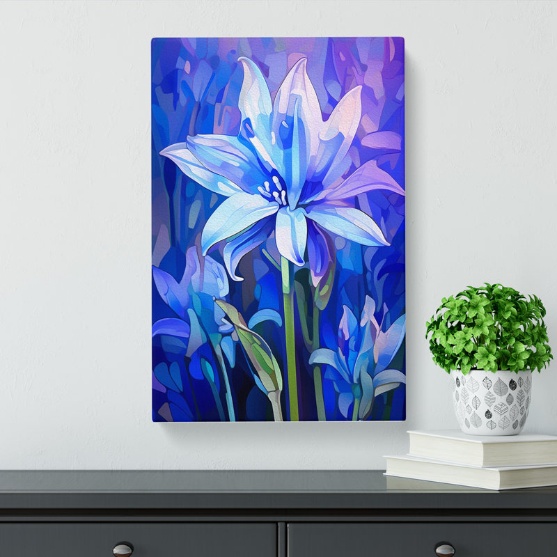 Bluebell Flower Futurism - Wrapped Canvas, 60cm H x 40cm W x 3cm D