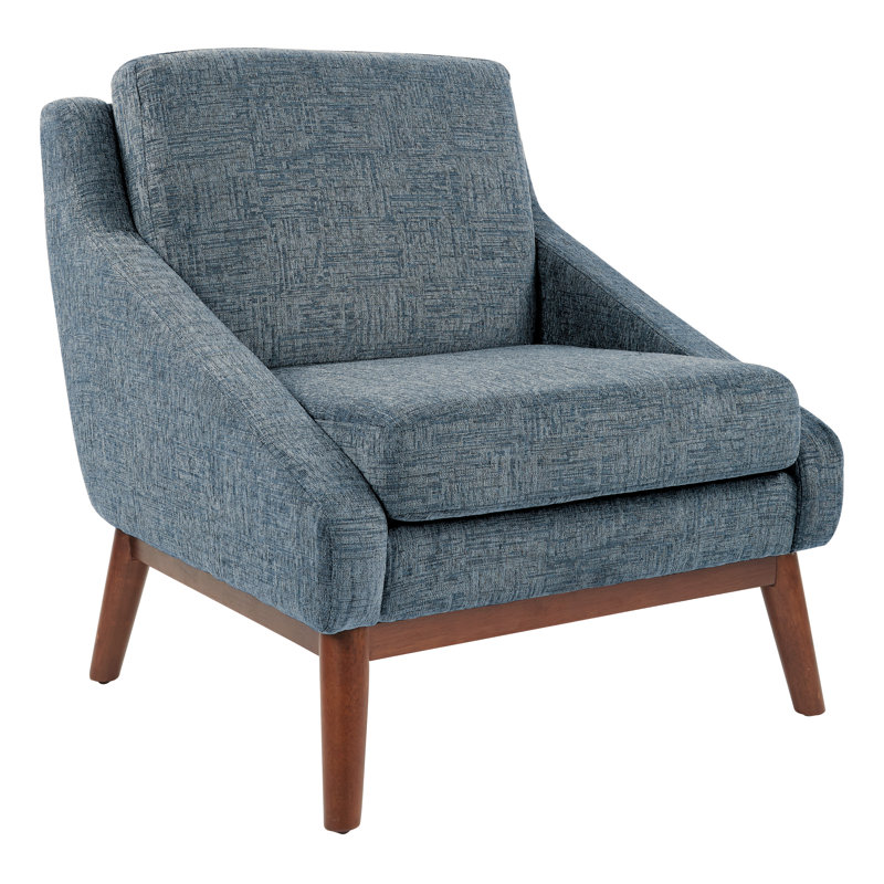 Fauteuil club Mid-Century, Bleu marine 100% polyester