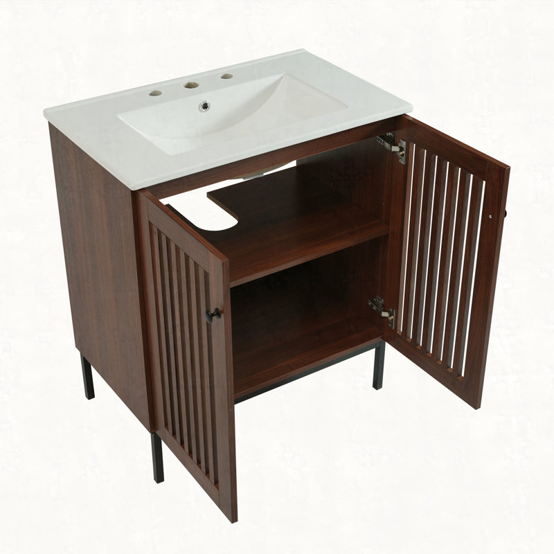 Meuble-lavabo moderne brun foncé de 30 po