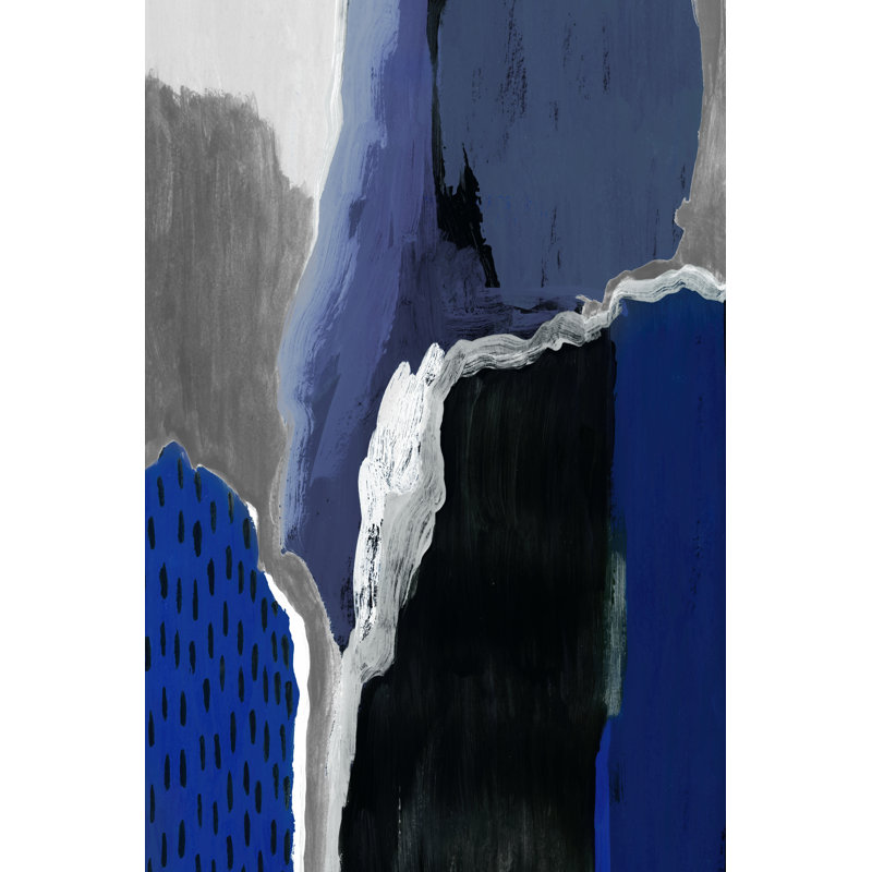 «Cobalt Abstract II» par Studio W - peinture sur toile tendue, H 18 po x l 12 po