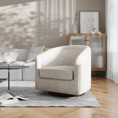 Fauteuil d'appoint rembourré de style club traditionnel avec base en métal pivotante à 360 °