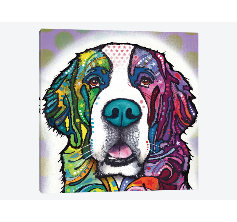 « saint bernard », impression sur toile, H 12 po x l 12 po x P 1,5 po, Pas de tapis, Toile tendue