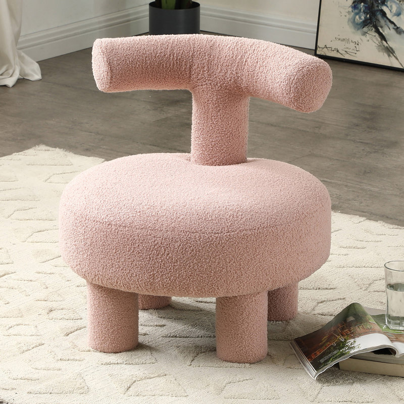 Canapé rembourré avec repose-pieds en sherpa moderne de 24,4 po de largeur, Rose