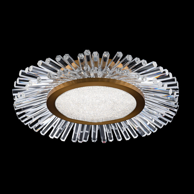 Benediction 1 Light Crystal LED Flush Mount, Aged Brass