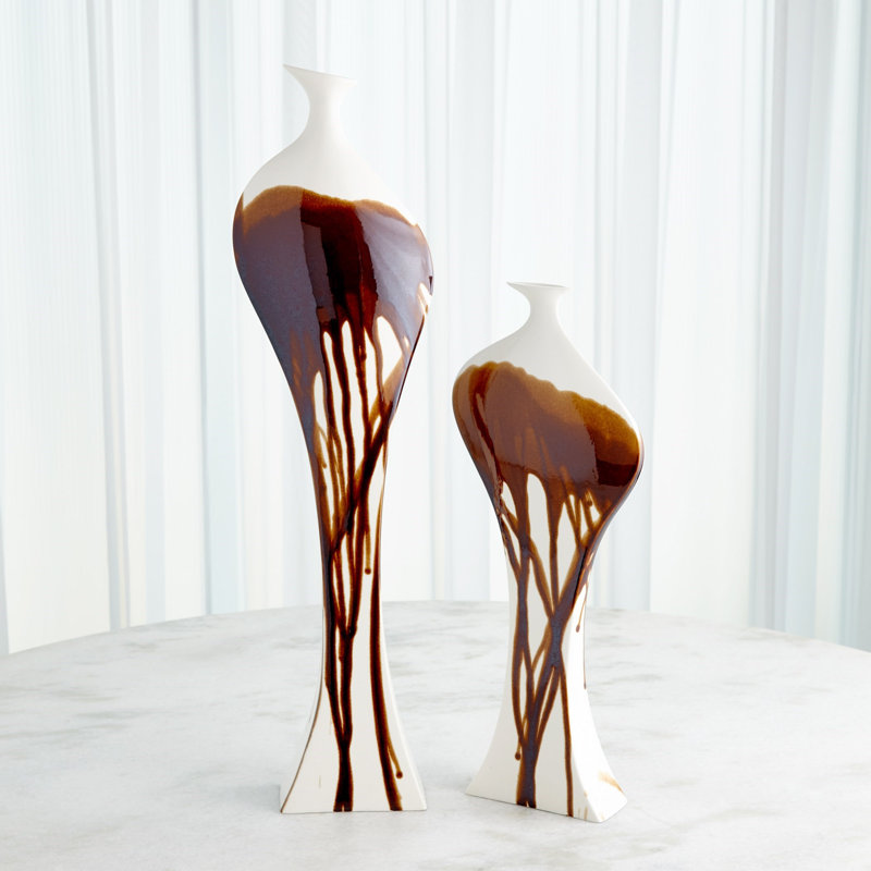 Curvy Handmade Ceramic Decorative Bottles, 22.25" H x 9.25" W x 3" D