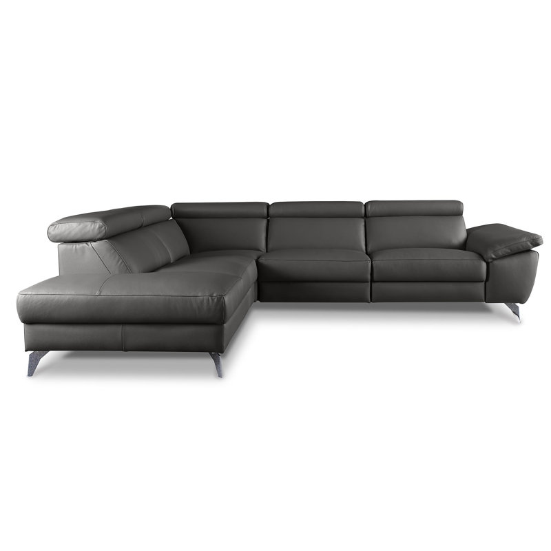 La Crosse Genuine Leather Corner Sofa, Anthracite, Left Hand Facing