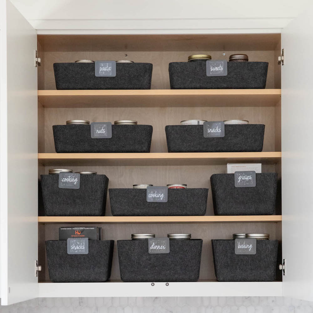 Sculpted Felt Wool Storage Bin, Carbon