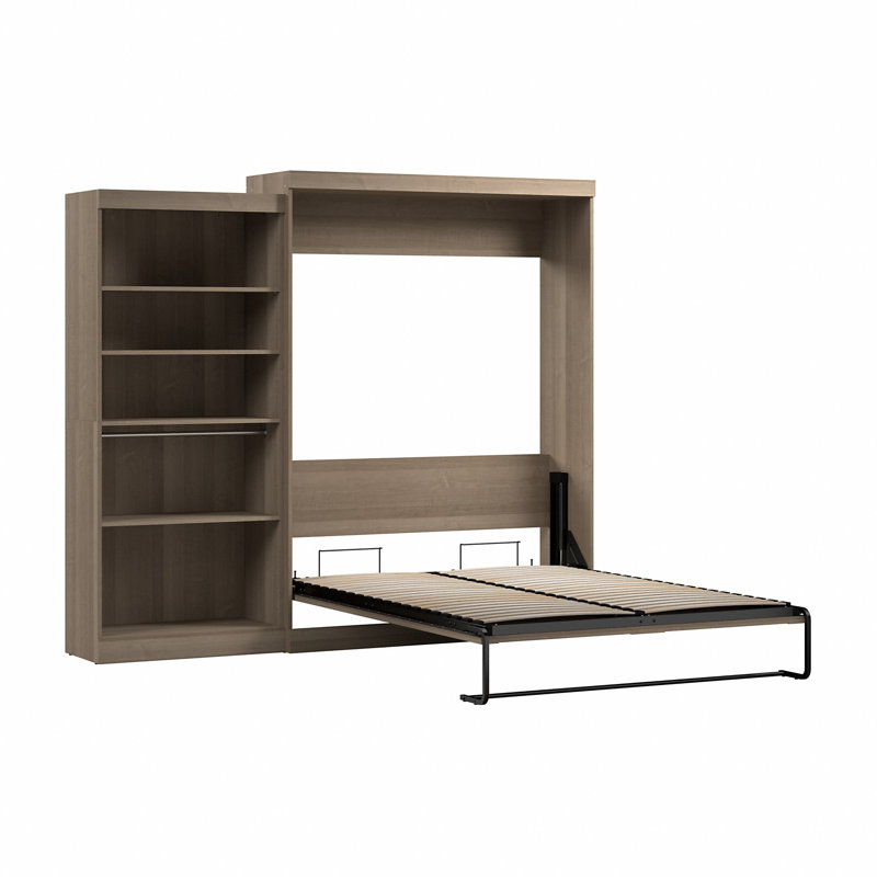 Arlex Queen Bed with Storage Unit (101W), Ash Gray