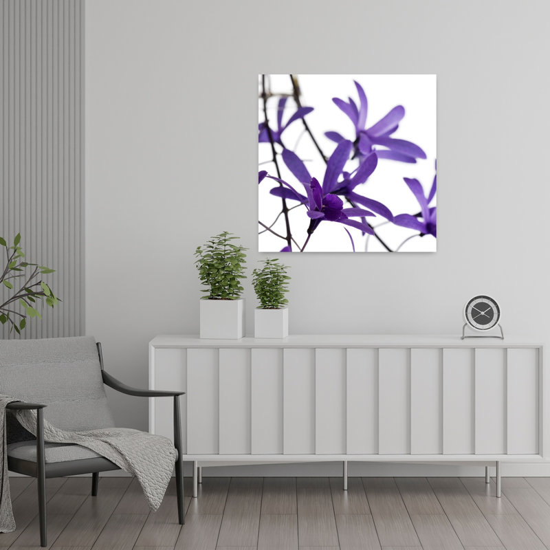 Art floral contemporain mauve, H 24 po x l 24 po
