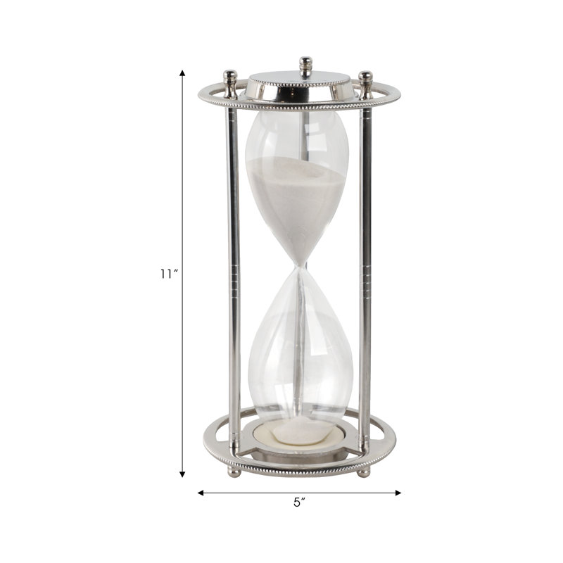 11" Verlice Metal Hourglass, Silver