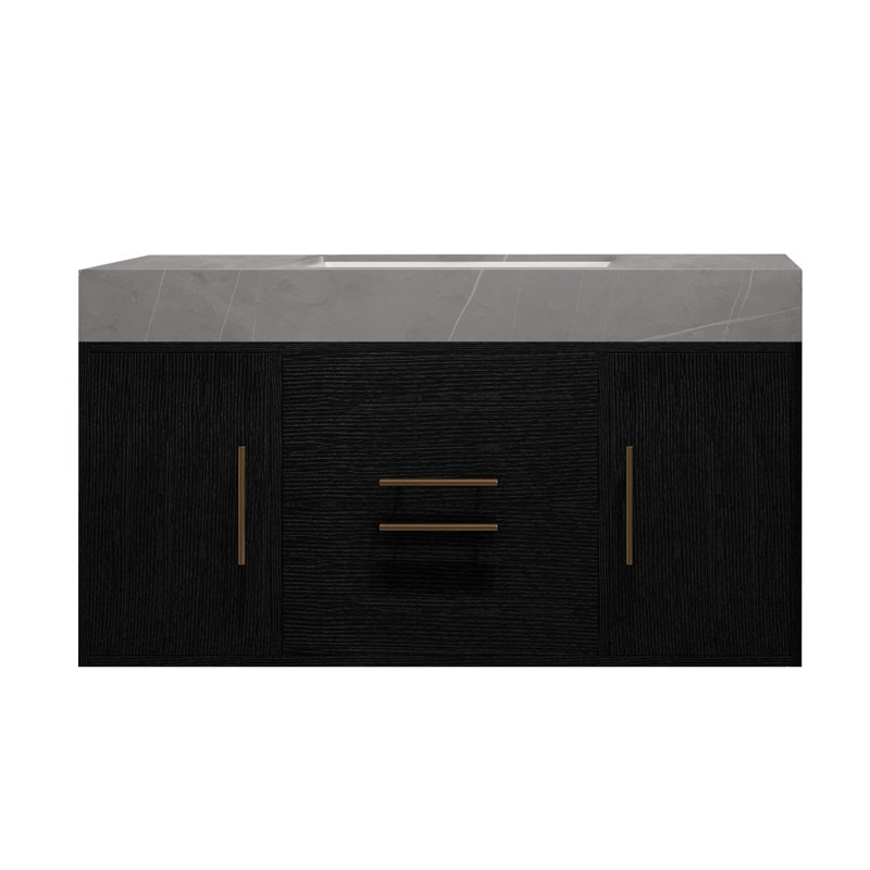 Meuble-lavabo flottant 39,4 po avec comptoir en faux marbre et lavabo en céramique