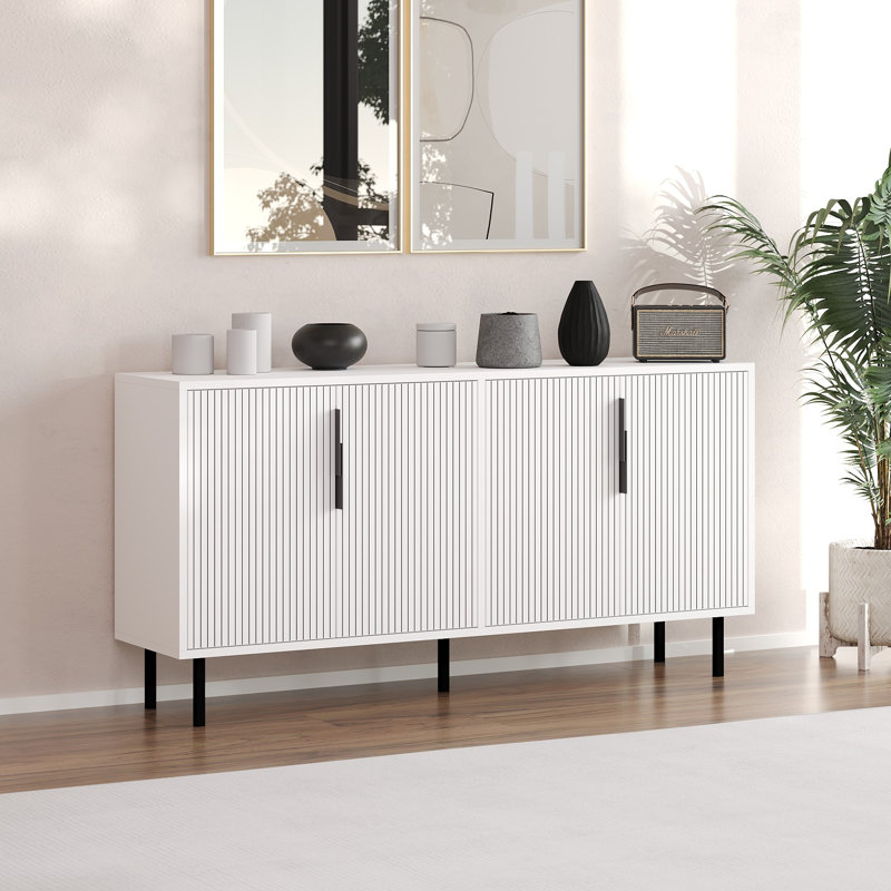 Modern Console Table, White, 59.1 x 29.5 x 14.2 inches | 100% Melamine Coated Particle Board, Thickness: 0.71 inches | Stylish & Functional Design for Entryway, Living Room, or Office Space, Durable & Elegant