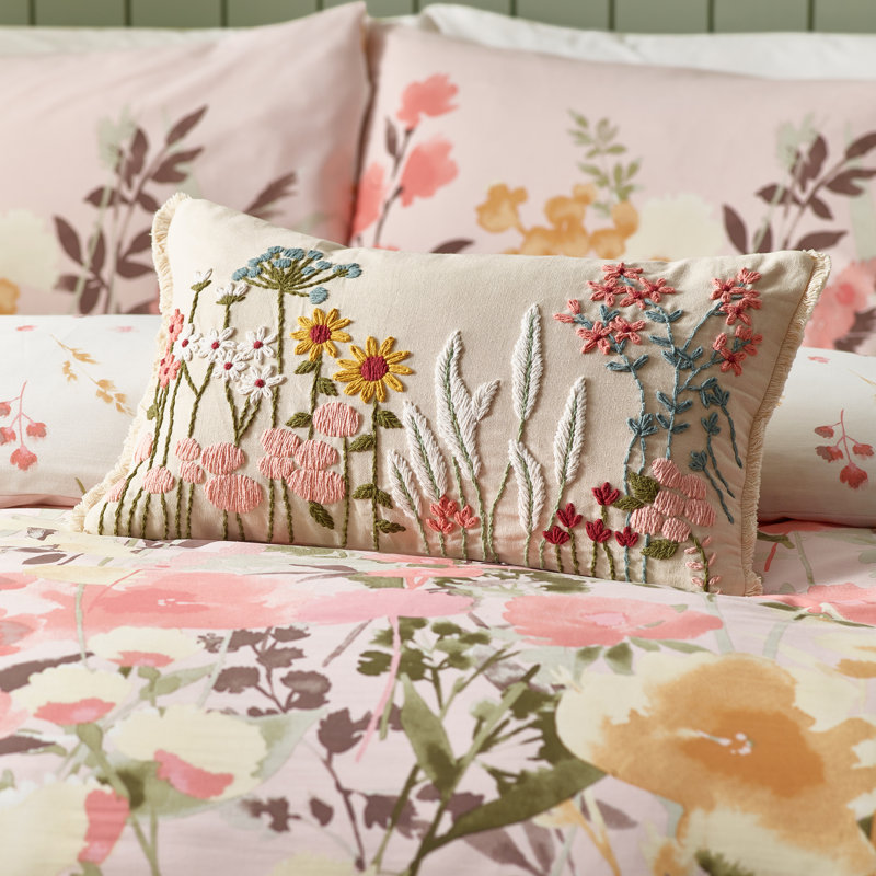 Countryside Floral Embellished Cushion