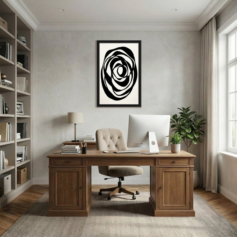 Abstract Abstract Spiral Black And White Pattern, 18" H x 12" W