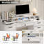 Bureau de direction blanc de 58 pouces avec bureau Storag, bureau de 58 pouces blanc avec 6 tiroirs, bureau de rangement avec rangement, bureau rustique, bureau rustique 