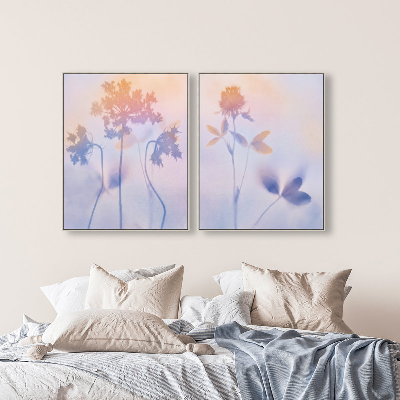 Lavender Shadows Set Floral & Botanical Canvas Print by Oliver Gal, Black Frame, 16 x 20, 31"H x 37"W, Silver Floater Frame