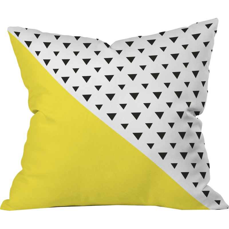 Chartreuse n Triangles Outdoor Throw Pillow, 18" x 18"