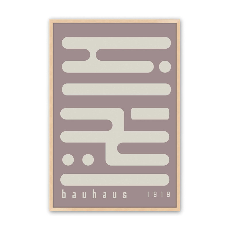 Warm Taupe Bauhaus Minimalist Circuitry II, reproduction encadrée, H 21 po x l 17 po, Érable brut