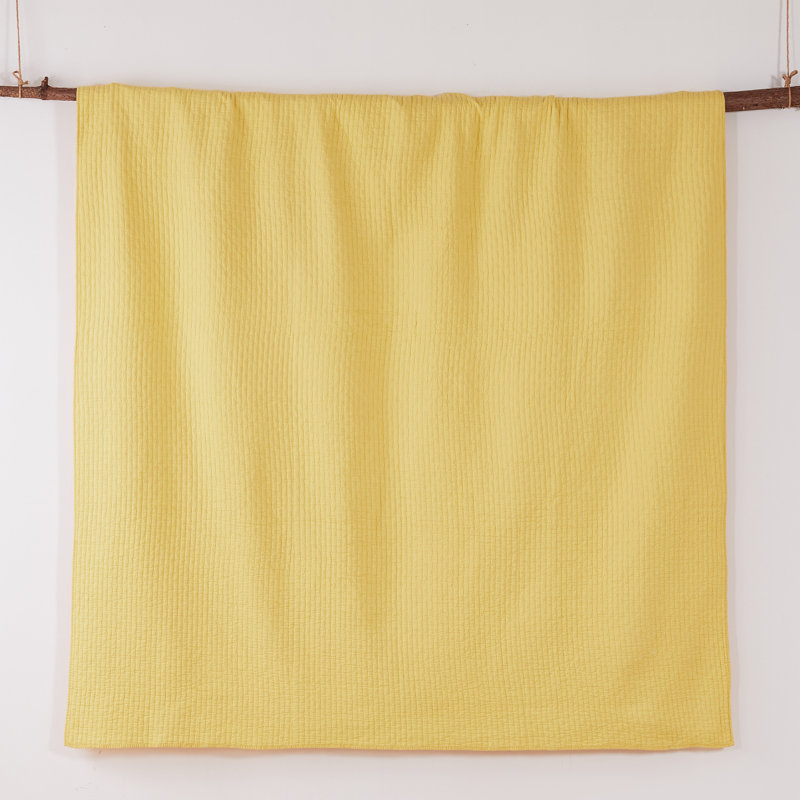Ensemble de courtepointe jaune pour lit jumeau