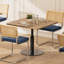 Chaises de salle à manger d'inspiration Mid-Century bleues avec dossier en bois massif, cuir naturel et simili, chaises empilables en cuir, de 2 pour le décor de la cuisine
